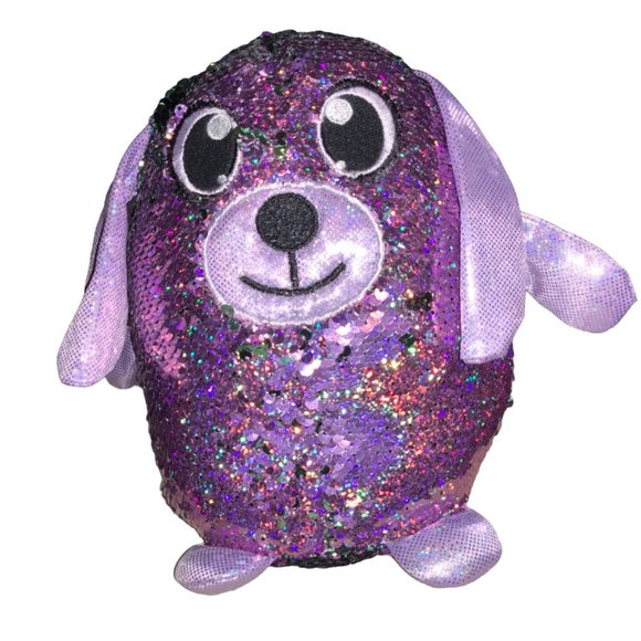 SHIMMEEZ Reversible Magic Sequins Purple & Turquoise Delilah the Dog 8” - Picture 2 of 12